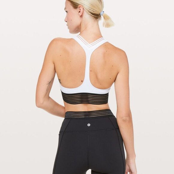 Lululemon Find Focus Sports Bra White Black Size 6 - Picture 12 of 14